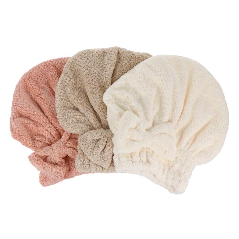 FOMIYES 3pcs Absorbent Hair Cap Hair Towel Wrap for Women Quick Dry Soft Comfortable Hair Drying Towel Bow