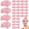 Riceshoot 36 Pcs Spa Headband Bulk Sleepover Party Favors Pink Bow Spa Party Supplies Flannel Fleece Elastic Soft Face Wash Headbands for Women(Pink) view 1