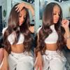 SISgrace Chocolate Brown Lace Front Wigs Synthetic Body Wave Wear and Go 13x4x1 T-part Lace 28 Inch Pre-Plucked with Baby Hair HD Glueless Lace Front Wig for Women view 2