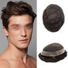 Toupee For Men French Lace Mens Toupee Real Human Hair Replacement System Soft Lace With Skin PU Hairpieces For Men Hair Prosthesis Units Patch Wigs 7"x9" #320 Dark Brown Mixed 20% Gray view 1