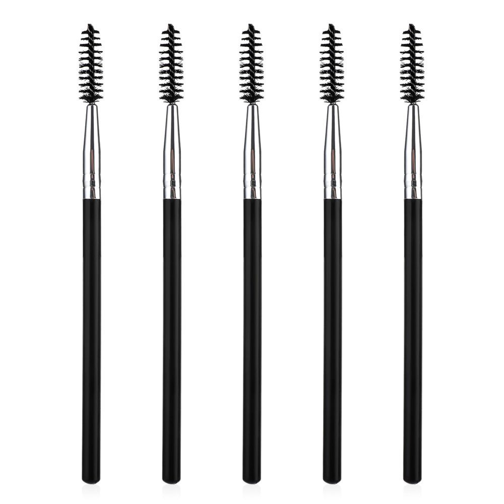 Andibro 5 Pcs Reusable Eyelash Eyebrow Spoolie Brush, Mascara Brush Wands, Long Handle Lash Brush Applicators Portable Eyelash Brush Makeup Lash Spoolies Set for Lash Extensions