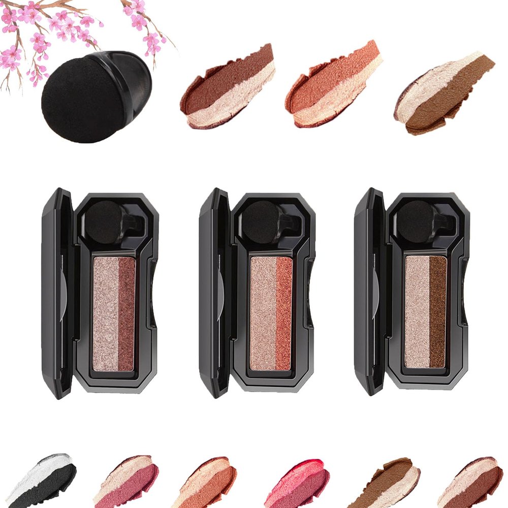 Perfect Dual Color Eyeshadow - Two Tone Lazy Makeup, Portable, Highly Pigmented, Exquisite Glitters, Waterproof, Long-Lasting (#01+#02+#04)