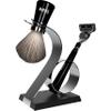 Bass Blades Viper Shave Set - Premium resin handles with piano finish, luxury grade polished metal hardware, and pure fine natural badger shaving brush. Chrome soap bowl included. view 1