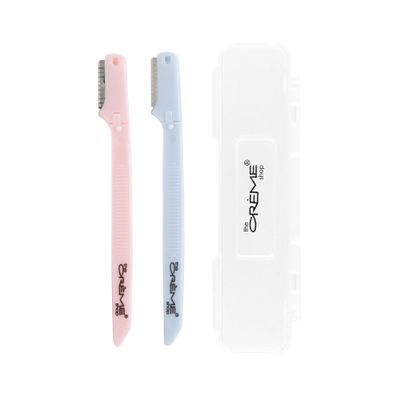The Crme Shop Portable Precision Razors + Travel Case | Dermaplaning Tool for Face | Face Razors for Women | Stocking Stuffers for Women (Pack of 2)