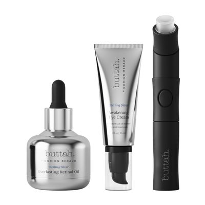 Buttah Skin Sterling Silver Kit for Radiant Beauty - Sterling Silver Kit includes Everlasting Retinol Oil, Awakening Eye Cream, Uplift & Smooth Face Wand. Enhance Your Skin Clarity With This Sterling