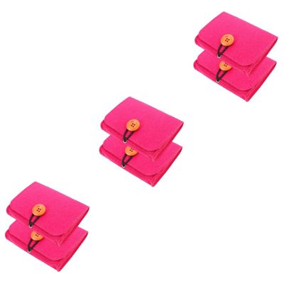 FOMIYES 6pcs Portable Organizer Bag Small Storage Pouch for Travel and Home Use Protects Bottles from Damage and Sunlight Thick Felt Material Rose Red