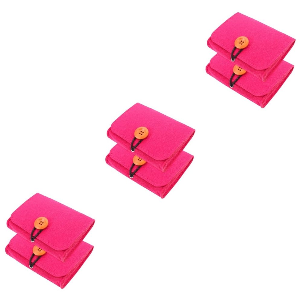 FOMIYES 6pcs Portable Organizer Bag Small Storage Pouch for Travel and Home Use Protects Bottles from Damage and Sunlight Thick Felt Material Rose Red