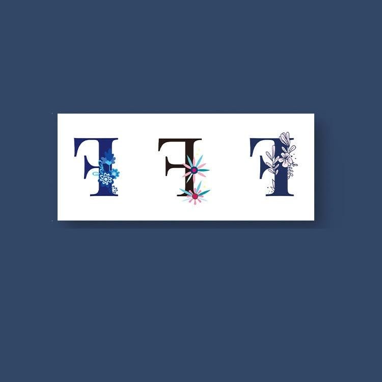 2 Sheets Of English Letters Abcd Flower Art Waterproof And Long-Lasting Temporary Tattoo Stickers Tattoo Sticker Fake Tattoo