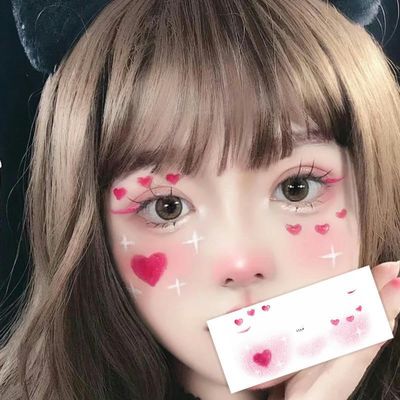 2 Pcs Of Christmas Temporary Tattoo Stickers Sweet Snowflakes Elk Girl Cute Blush And Love Makeup Face Stickers Tattoo Sticker Fake Tattoo