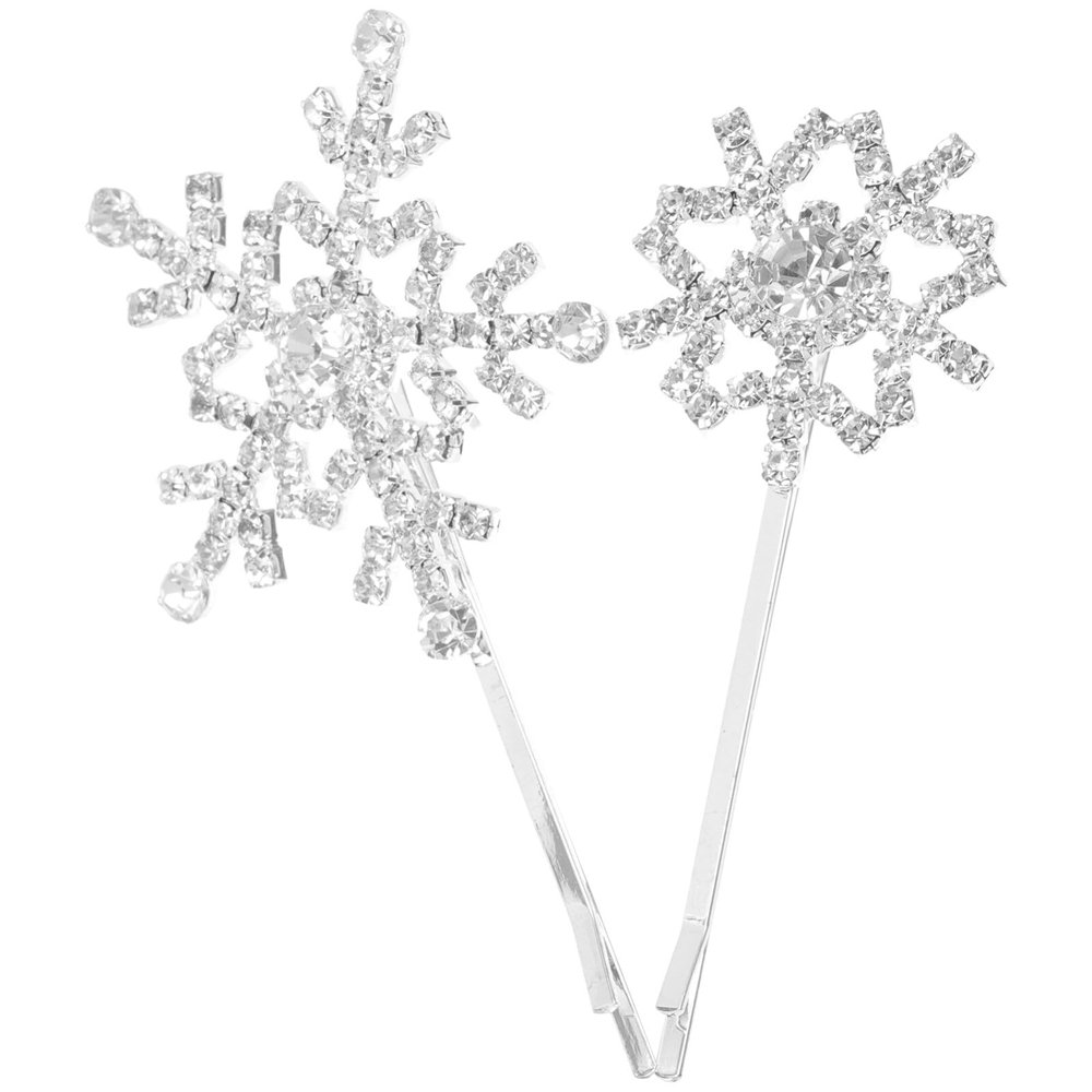 Beavorty 2pcs Elegant Snowflake Hair Clips Rhinestone Bobby Pins for Brides Decorative Accessories for Women Hair Unique Design for Weddings and Special Occasions