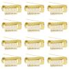 12pcs Wig Clip with Safety Pins, 10-Teeth Hair Extension Snap Clips Invisible Strong Wig Combs to Secure Wig No Sew Chunni Grip Dupatta Clips for Girls Women Wig Headscarf Hijab & Tikka(Gold) view 1
