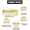 12pcs Wig Clip with Safety Pins, 10-Teeth Hair Extension Snap Clips Invisible Strong Wig Combs to Secure Wig No Sew Chunni Grip Dupatta Clips for Girls Women Wig Headscarf Hijab & Tikka(Gold) view 3