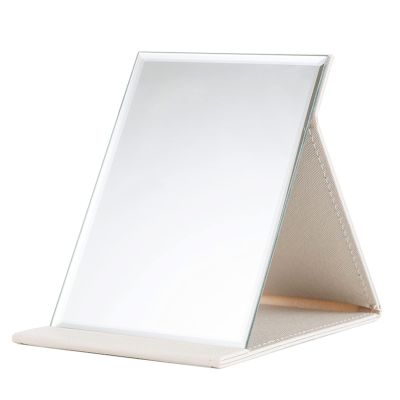 Desk Mirror, Pu Leather Portable Folding Desktop Makeup Mirror With Adjustable Stand For Personal Office Travelling,Table Mirror High Clear Stand Mirror, Compact Travel Mirror, Black Make-up mirror wi