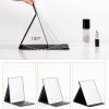 Desk Mirror, Pu Leather Portable Folding Desktop Makeup Mirror With Adjustable Stand For Personal Office Travelling,Table Mirror High Clear Stand Mirror, Compact Travel Mirror, Black Make-up mirror wi view 4