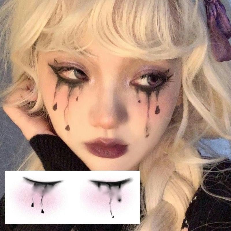 10 Halloween Nurse Makeup Temporary Tattoo Stickers Blush Love Elf Ekg Face Makeup Black Teardrops Tattoo Sticker Fake Tattoo