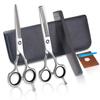 7 pcs Barber and Hairdressing Scissors Professional Barber Scissors Set Black and White Rotating Handle Flat Teeth Scissors Bangs Scissors thinning Scissors Tool Set for Women Men view 1