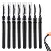 8 Pcs Silicone Eyelash Wands Brushes Mascara Eyelash Separator Black Eyelash Comb Eyebrow Brush Eyelashes Definer with Lid Lash Separating Comb Brow Grooming Brush view 1