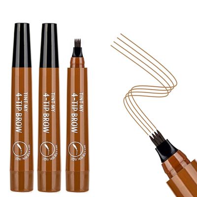 3D Waterproof Microblading Eyebrow Pen - 3Pcs New Magic Eyebrow Pencil, Waterproof Microblading Eyebrow Pencil Contouring Pen, 4 Tipped Precise Eyebrow Contouring Pen (Light brown)