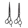 10 Pcs professioinal Black Background Printed Hair Cutting Scissors kit Bamboo Handle with Flat Scissor Teeth Scissors Thinning and Cutting Hair Scissors Home Hairdressing Scissors view 3