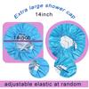 2Pcs Genergy Shower Cap, Luxury Waterproof Shower Cap for Women Reusable, Silky Satin lined Extra Large, Adjustable, Double Layers and Reversible Bath Bonnetblue purple view 3