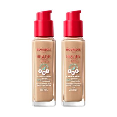2 x Bourjois Healthy Mix Clean and Vegan Foundation 30ml - 55N Deep Beige