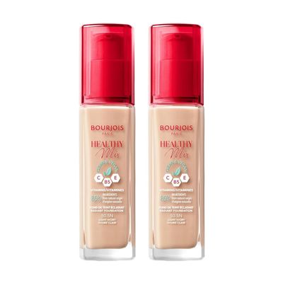 2 x Bourjois Healthy Mix Clean and Vegan Foundation 30ml - 50.5N Light Ivory