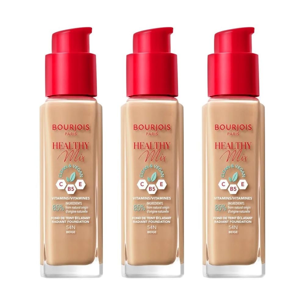 3 x Bourjois Healthy Mix Clean and Vegan Foundation 30ml - 54N Beige
