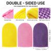 3 Pieces African Net Sponge Exfoliating Mitts Exfoliator Gloves Visibly Lift Away Dead Skin, Great for Spray Tan Removal or Keratosis PilarisExfoliating Mitts (Pink,Yellow,Purple) view 2