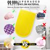 3 Pieces African Net Sponge Exfoliating Mitts Exfoliator Gloves Visibly Lift Away Dead Skin, Great for Spray Tan Removal or Keratosis PilarisExfoliating Mitts (Pink,Yellow,Purple) view 3