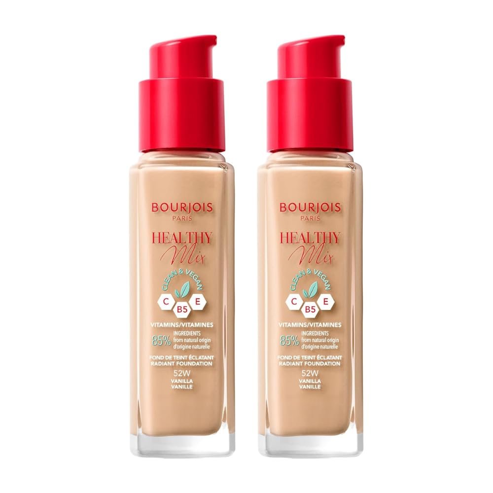 2 x Bourjois Healthy Mix Clean and Vegan Foundation 30ml - 52W Vanilla