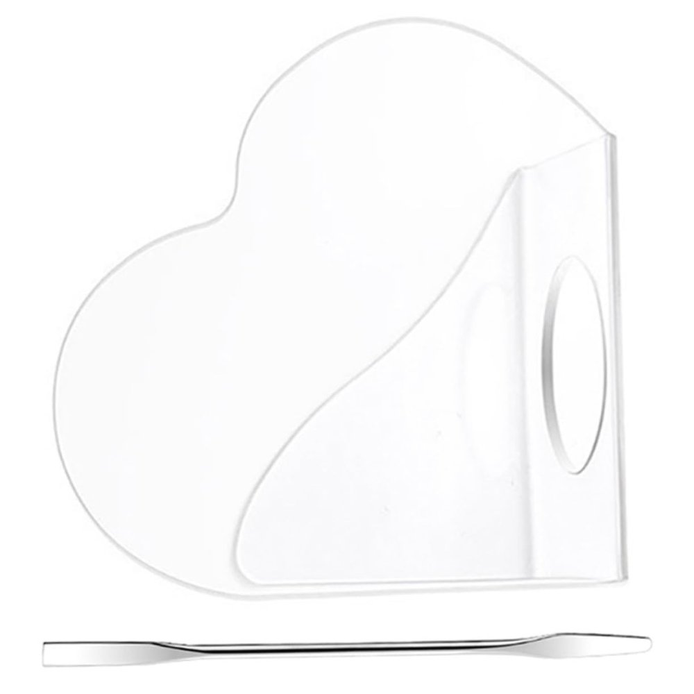 Beavorty Set of Acrylic Makeup Mixing Palette Heart Shape Foundation Mixing Tray Travel Size Beauty Supplies