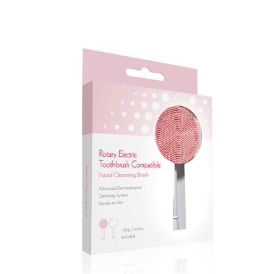 Facial Cleaning Brush Head, Silicone Facial Cleanser, Portable Electric Brush Head Replacement Brush Head, Facial Washing Brush Head White+pinkboxed