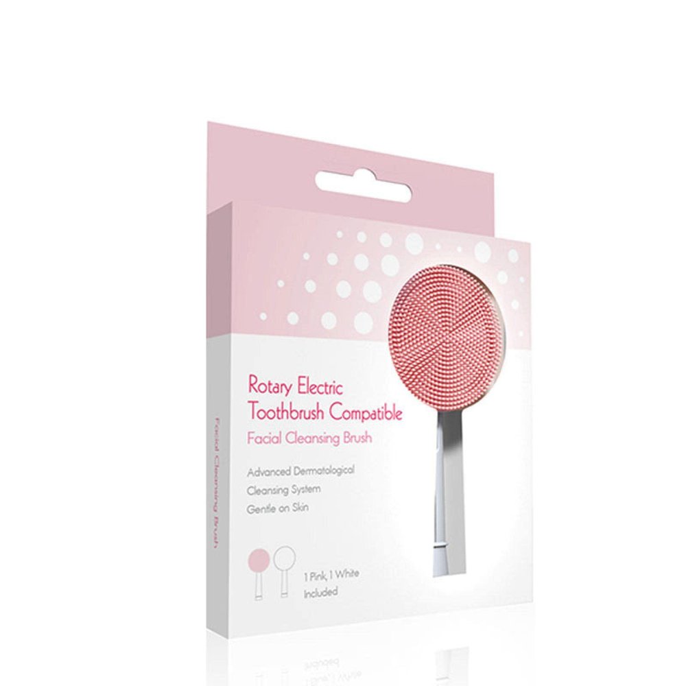 Facial Cleaning Brush Head, Silicone Facial Cleanser, Portable Electric Brush Head Replacement Brush Head, Facial Washing Brush Head White+pinkboxed