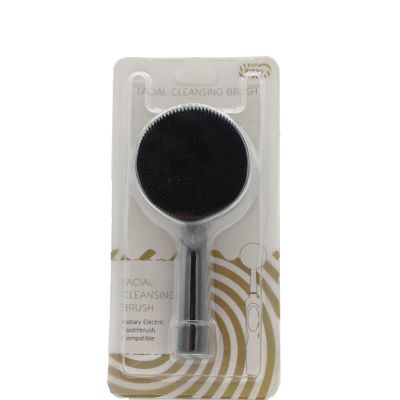 Facial Cleaning Brush Head, Silicone Facial Cleanser, Portable Electric Brush Head Replacement Brush Head, Facial Washing Brush Head BrightBlackEnglish