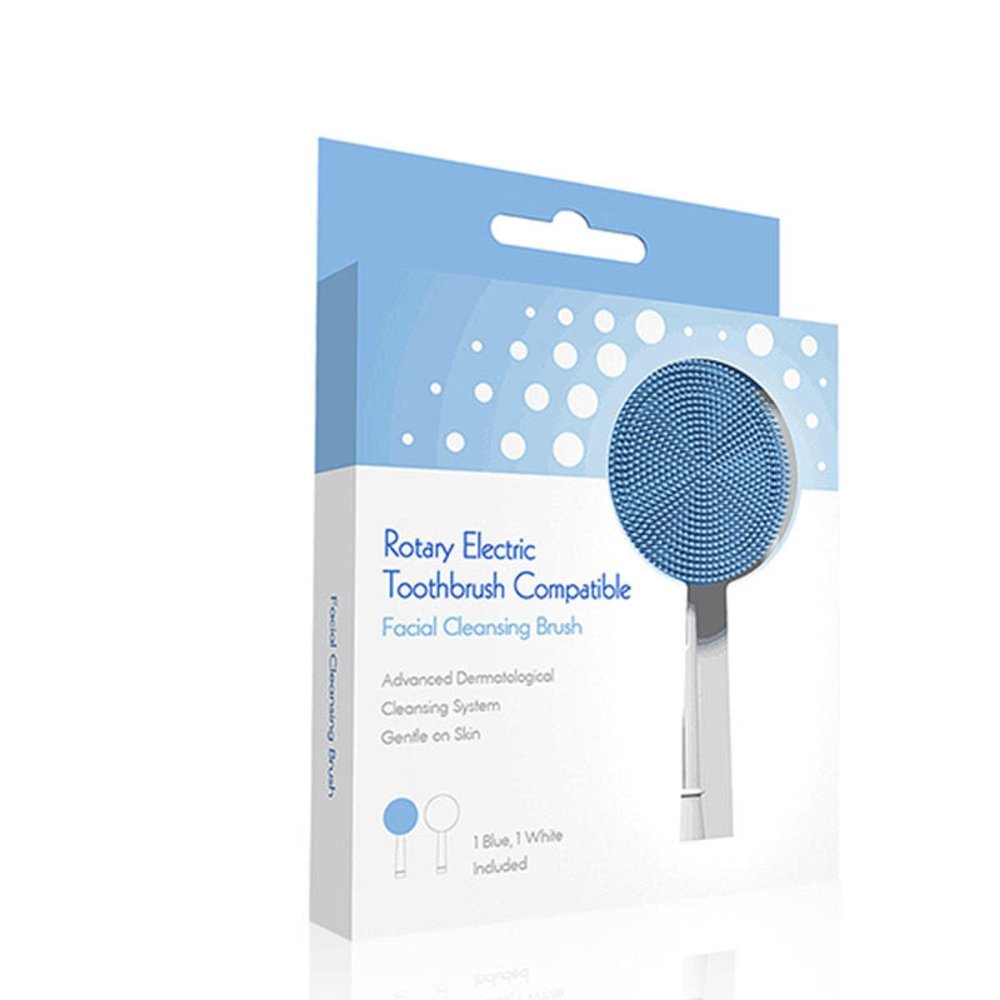 Facial Cleaning Brush Head, Silicone Facial Cleanser, Portable Electric Brush Head Replacement Brush Head, Facial Washing Brush Head White+BlueBox