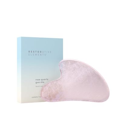 Restorative Elements Rose Quartz Gua Sha Gua Sha Facial Tool Pink Rose Quartz Relieve Tension Reduce Puffiness Rose Quartz Stone for Face Rose Pink Massage Tool