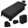 Massage Table Sheets Set  3 Piece 4 Set, Microfiber Spa Bed Sheets, Cotton-Feel Massage Bed Cover, Wrinkle & Oil Resistant, Soft Accessories for Estheticians  Black view 1