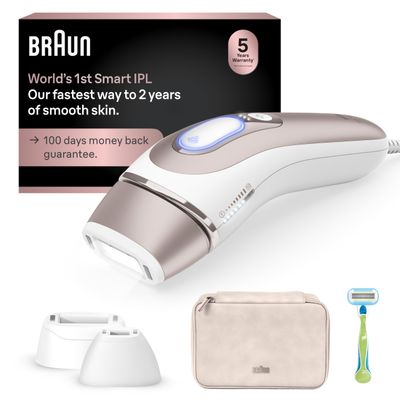 Braun Smart IPL, Skin iExpert Pro 7: at Home Laser Hair Removal, Permanent Visible Hair Reduction, Vanity Case, Venus Razor, 3 Smart Heads, IPL7243