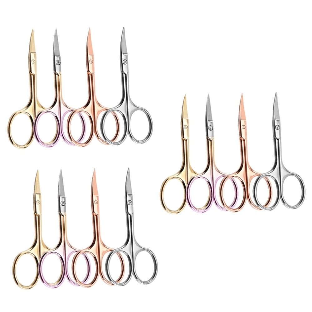 FOMIYES 12pcs Beard Scissors for Men Mustache Trimmer Professional Hair Shears Stainless Steel Easy to Use Random Color