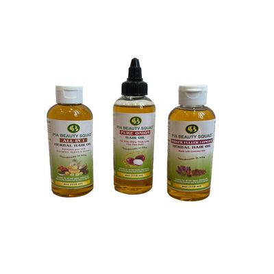 TFL (THICKER, FULLER, LONGER) Pia Beauty OIL COMBO for thining, hair fall, healthy saclp, long shiny thicker hairs, handmade, chemical free