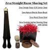 Men Straight Razor Gift Set Classic Gift 5/8" Carbon Steel, hollow ground blade with leather honing strop whet and Drip Stand Gold (Umber) view 3