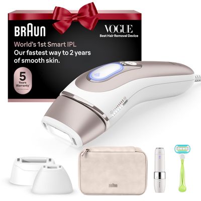 Braun Smart IPL, Vogues Best Hair Removal Device, Skin iExpert Pro 7: at Home Laser Hair Removal, Permanent Visible Hair Reduction, Free App, Venus Razor, 2 Smart Head, Facial Trimmer, IPL7219