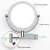 Washcadg 8 Inch Double Sided 1X/10X Magnifying Wall Mounted Makeup Vanity Mirror with LED Lighted, 360 Swivel Extendable Cosmetic Mirror, Shaving Mirror for Bathroom,Gold,Hardwired view 4