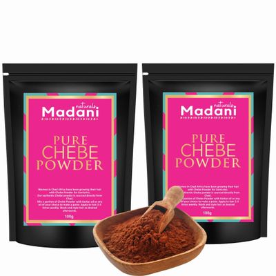 Authentic Pure Chebe Powder From Chad Africa - Natural Organic Ingredients, Healthy Hair Growth Formula, Helps Prevent Breakage - Dry Damaged Coarse Kinky Chebe Hair Mask by Madani Naturals (200g)