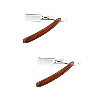FRCOLOR 2pcs Chic Metal Barber for Men Vintage Straight Shaving Tool Portable and Easy to Use for Barbers and Home Grooming for Beard and Hair Shaping