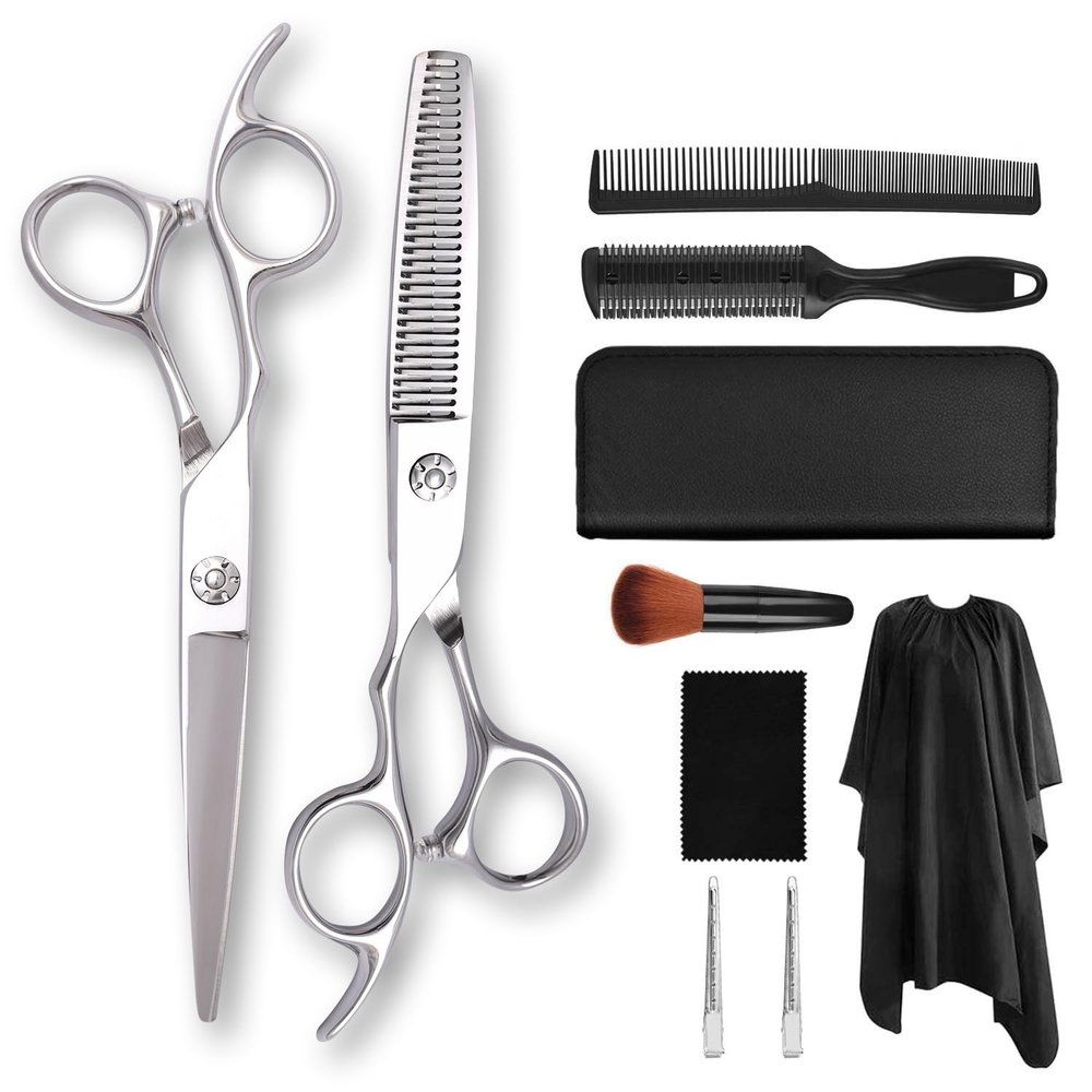 10 pcs Left Hand Scissors Set Hair Cutting Scissors Kit, Professional Barber Shears Set with Hair Scissors Thinning Shears, Haircutting Sheers Hair Cut Blending Salon Scissor for Men Women Pet