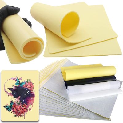 3mm Tattoo Practice Skin with Transfer Paper - NAQASE 18Pcs Tattoo Fake Skin and Stencil Paper Kit Includes 15Pcs Tattoo Paper and 3Pcs 3mm Tattoo Skin Practice 8"x12" Tattoo Skins Double Sides