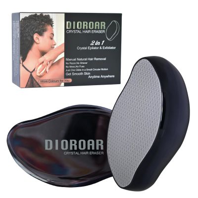 DIOROAR Crystal Hair Eraser,Upgrade Crystal Hair Remover,Physical Nano Glass Hair Removal Device,Painless Epilator and Exfoliator Without Shaver for Quick Soft Silky Skin(Black)