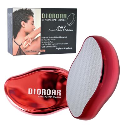 DIOROAR Crystal Hair Eraser,Upgrade Crystal Hair Remover,Physical Nano Glass Hair Removal Device,Painless Epilator and Exfoliator Without Shaver for Quick Soft Silky Skin(Red)