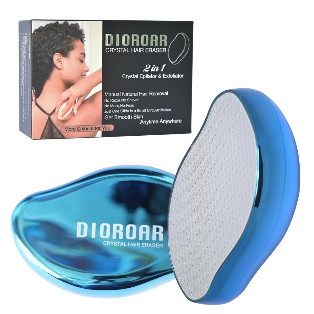 DIOROAR Crystal Hair Eraser,Upgrade Crystal Hair Remover,Physical Nano Glass Hair Removal Device,Painless Epilator and Exfoliator Without Shaver for Quick Soft Silky Skin(Royal Blue)